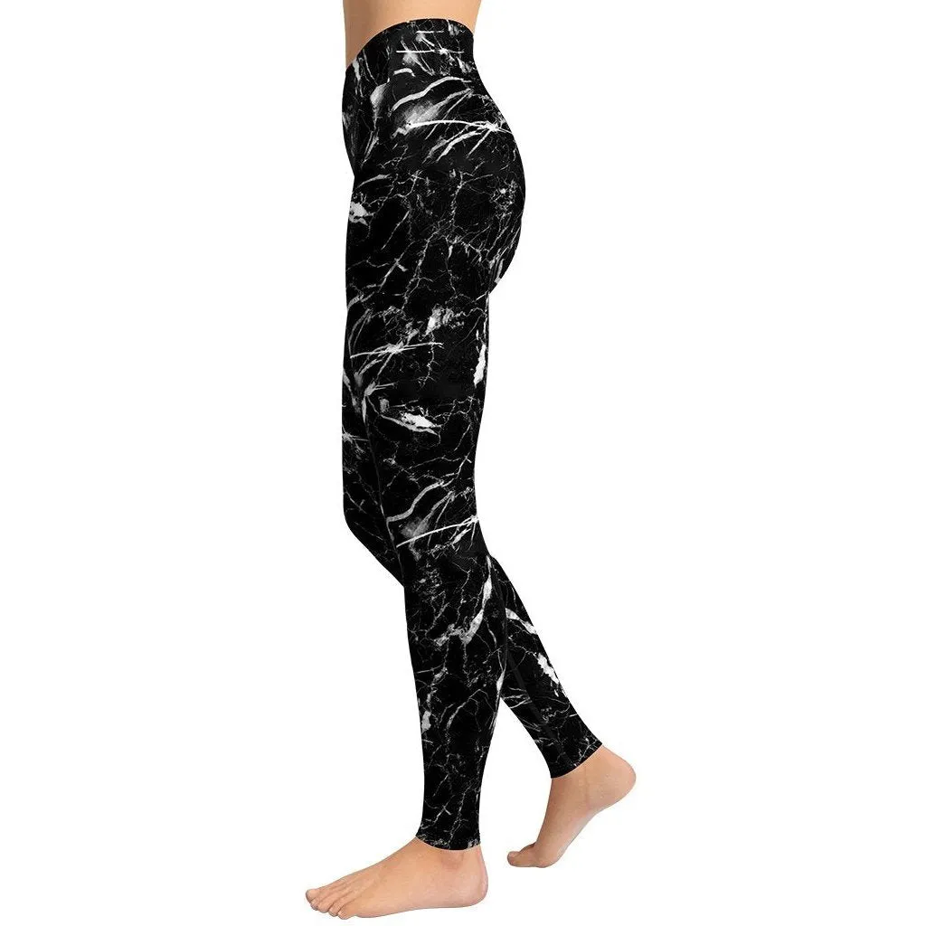 Black Marble Yoga Leggings