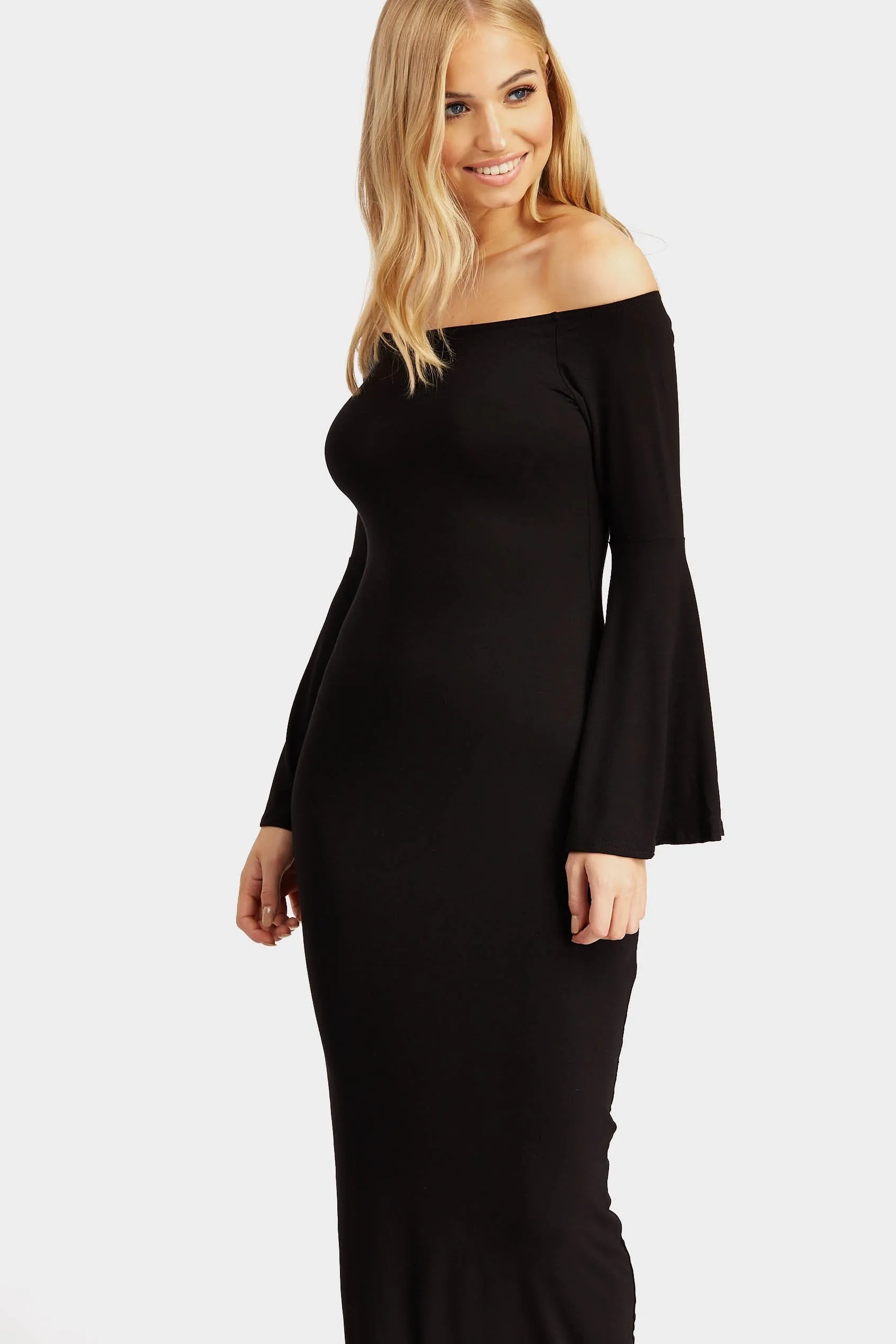 Black Off Shoulder Maxi Dress