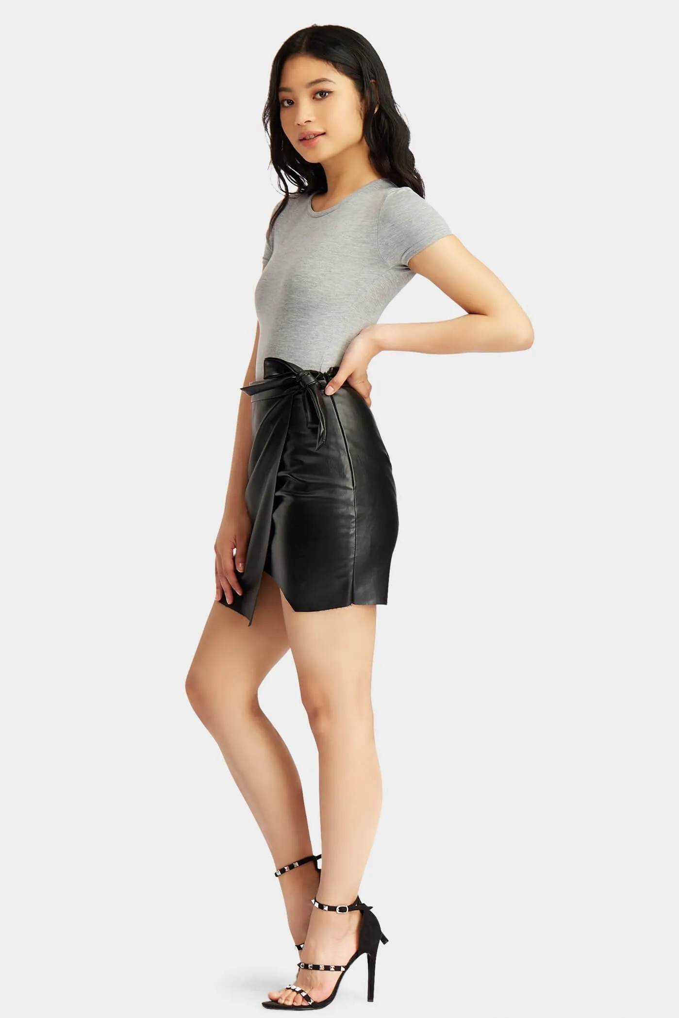 Black Pu Wrap Over Skirt