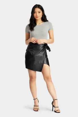 Black Pu Wrap Over Skirt