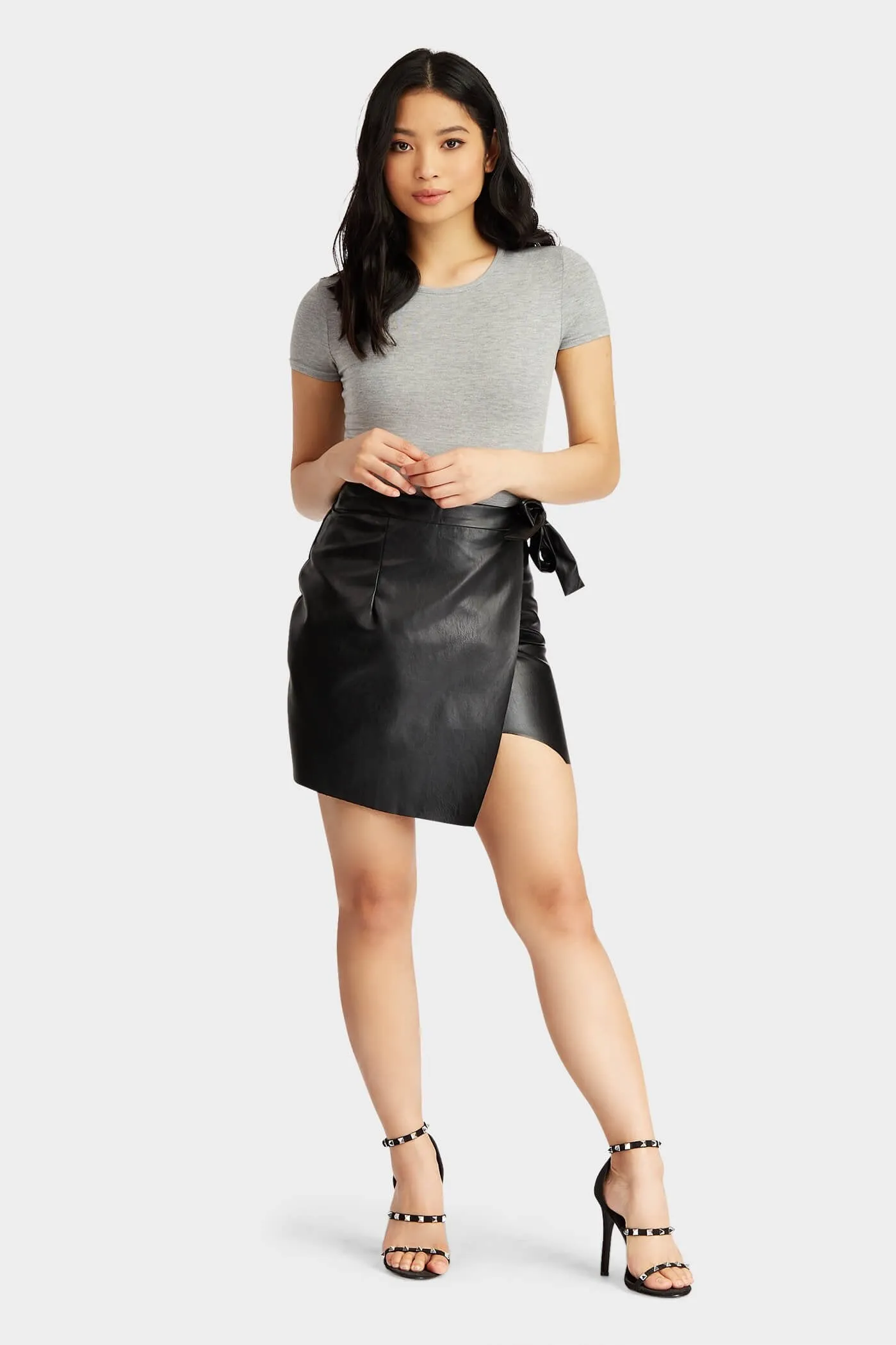 Black Pu Wrap Over Skirt