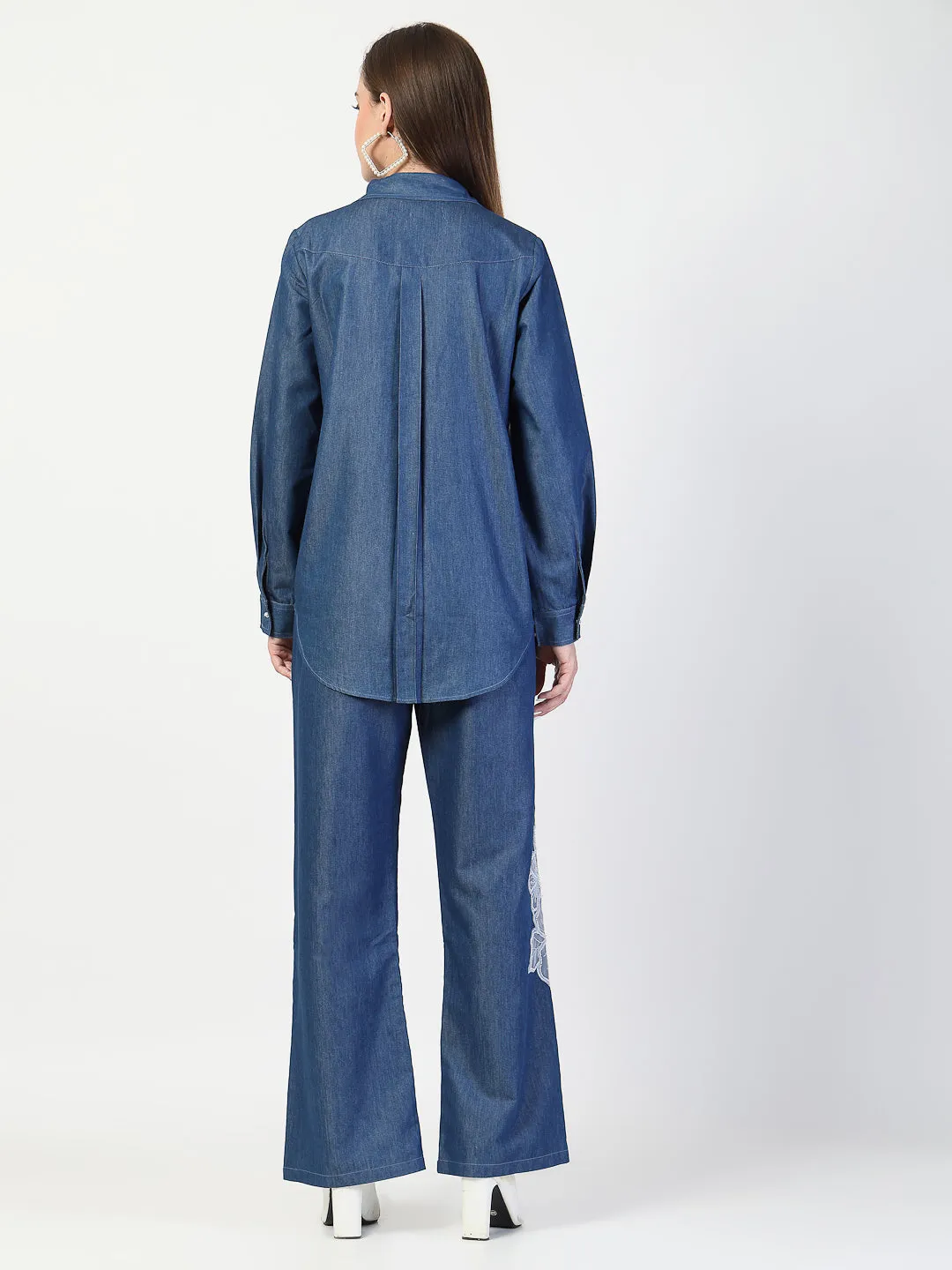Blue Denim Embroidered Co-Ord Set