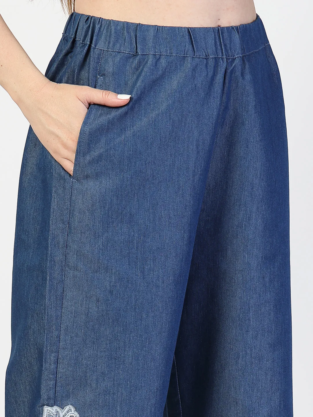 Blue Denim Embroidered Co-Ord Set