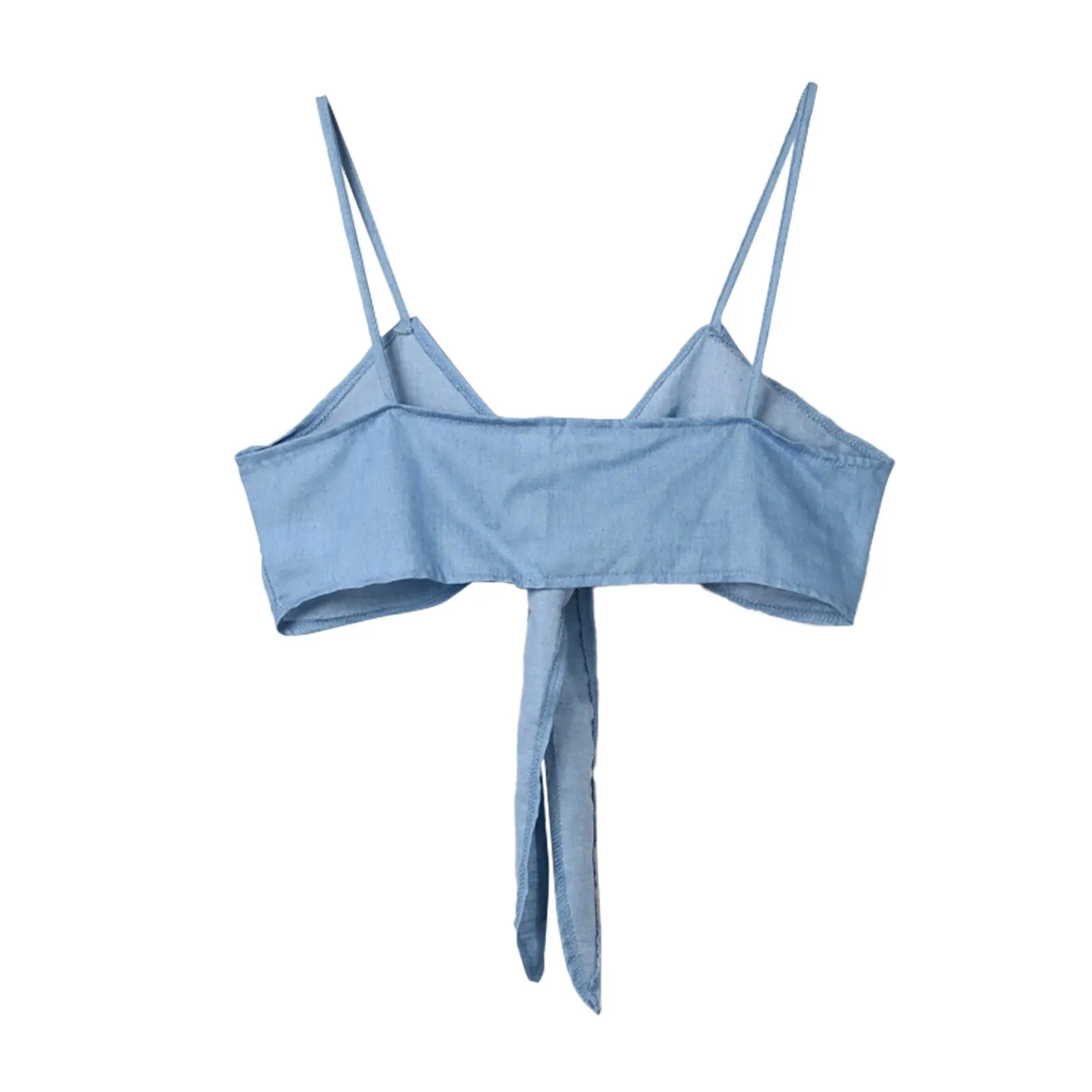 Blue Denim Twist Knot Cami Tops