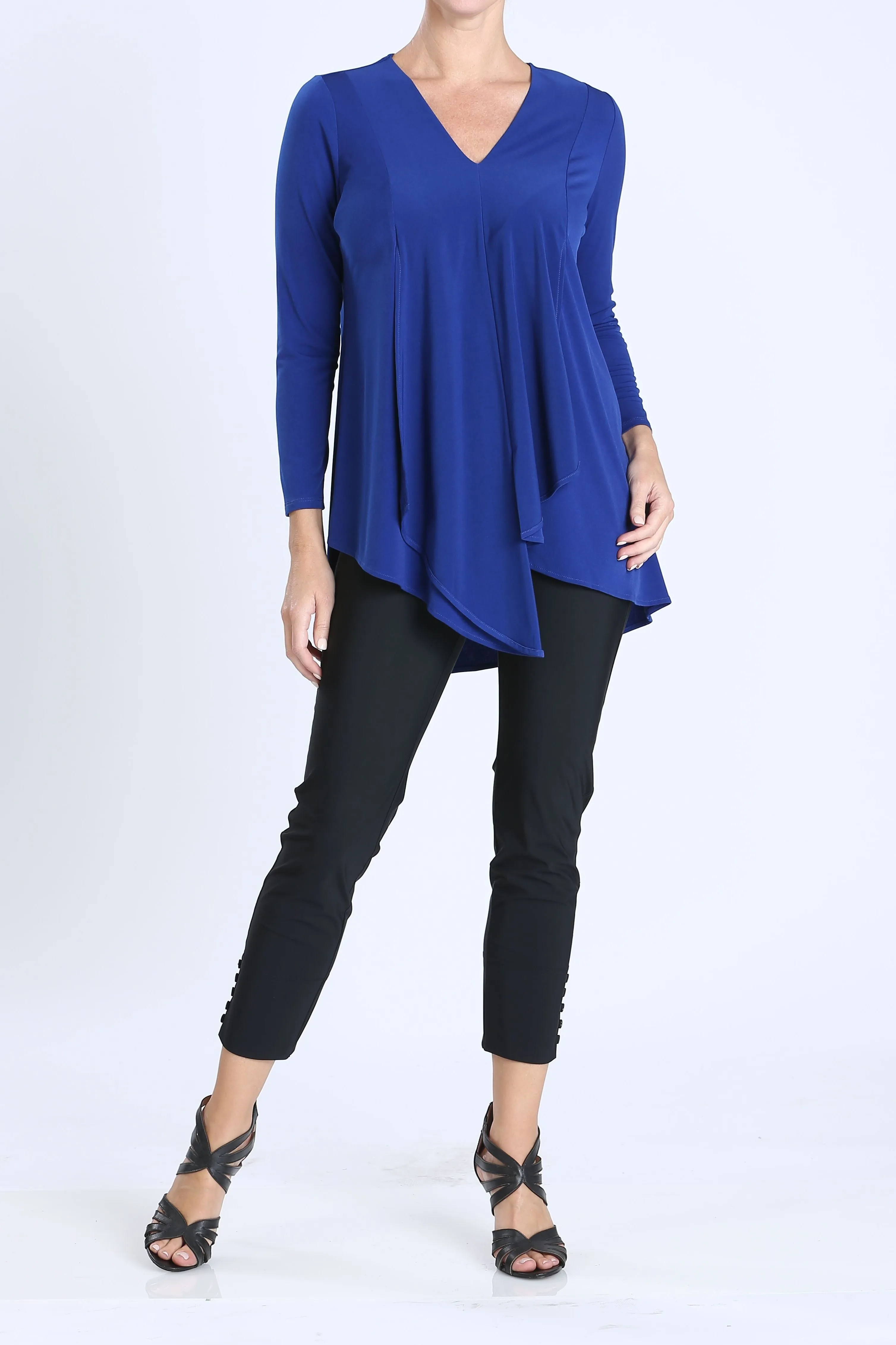 Blue V-Neck Asymmetrical Tunic