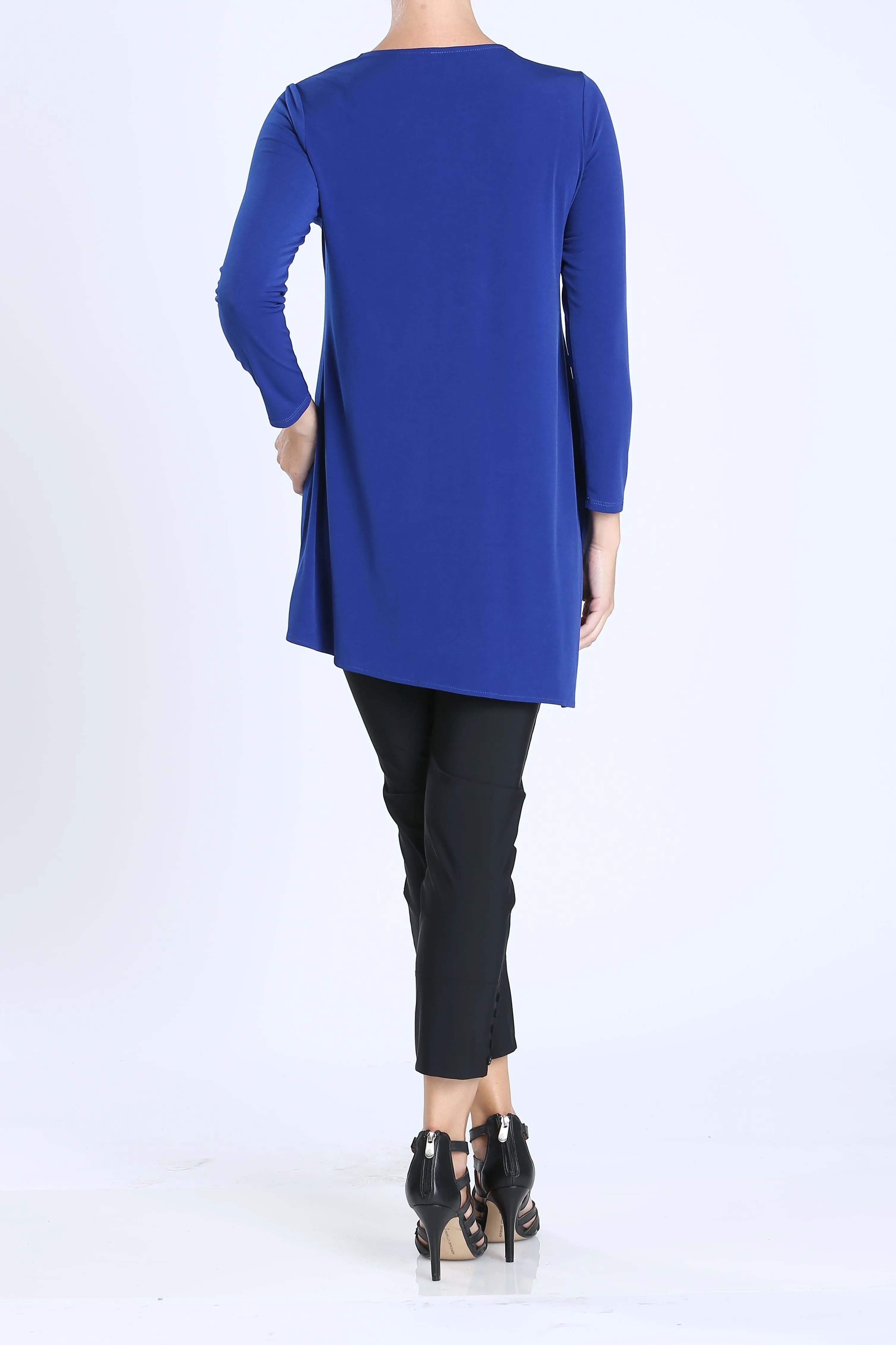 Blue V-Neck Asymmetrical Tunic