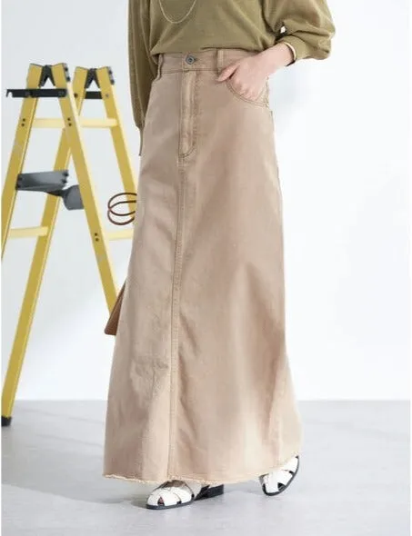Body Slit Denim Skirt