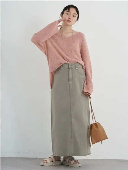 Body Slit Denim Skirt