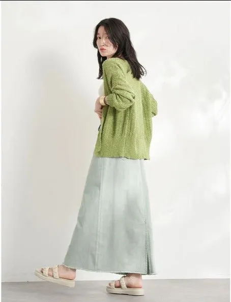 Body Slit Denim Skirt