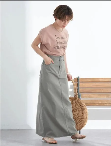 Body Slit Denim Skirt