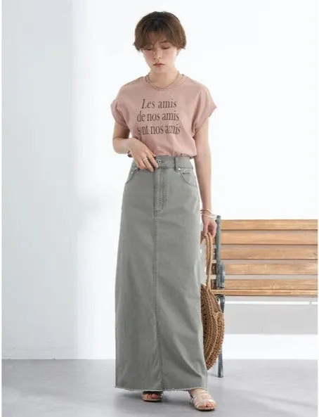Body Slit Denim Skirt