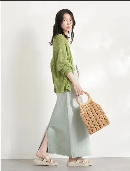 Body Slit Denim Skirt