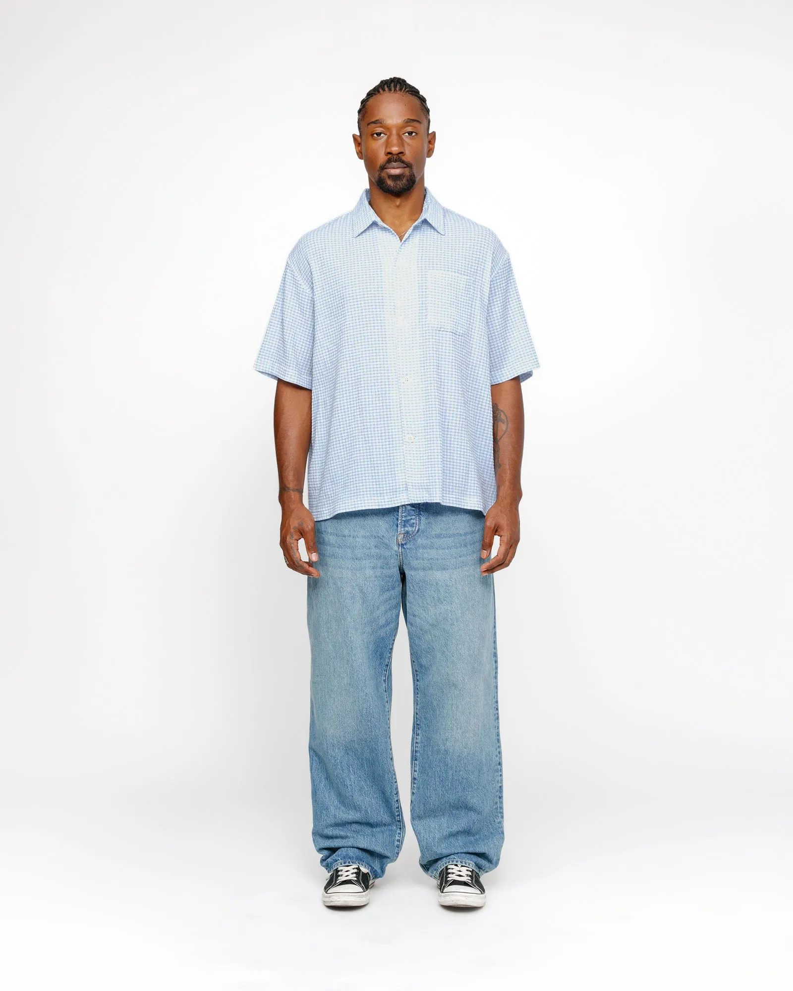 BOXY FLAT HEM SHIRT CRINKLED