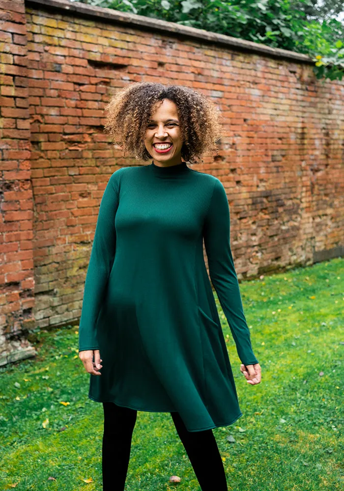 Brenner Bottle Green Turtle Neck A Line Tunic