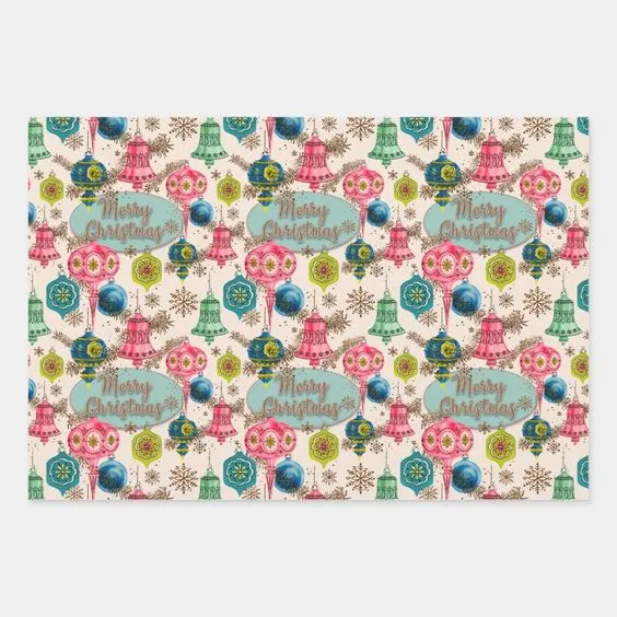 Bright Retro Christmas Wrapping Paper Trio