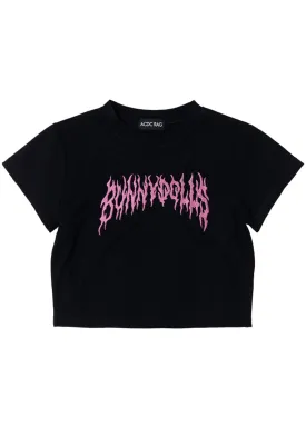 Bunny Dolls Punky Bunny Black Pink Crop Tee