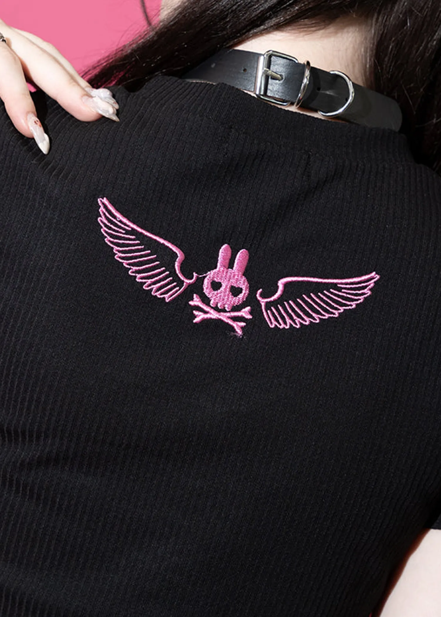 Bunny Dolls Punky Bunny Black Pink Crop Tee