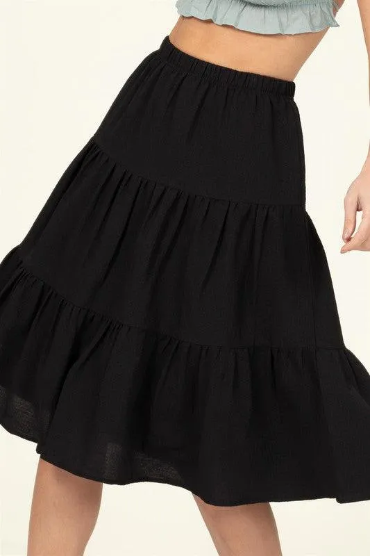 Call It A Day Tiered Midi Skirt