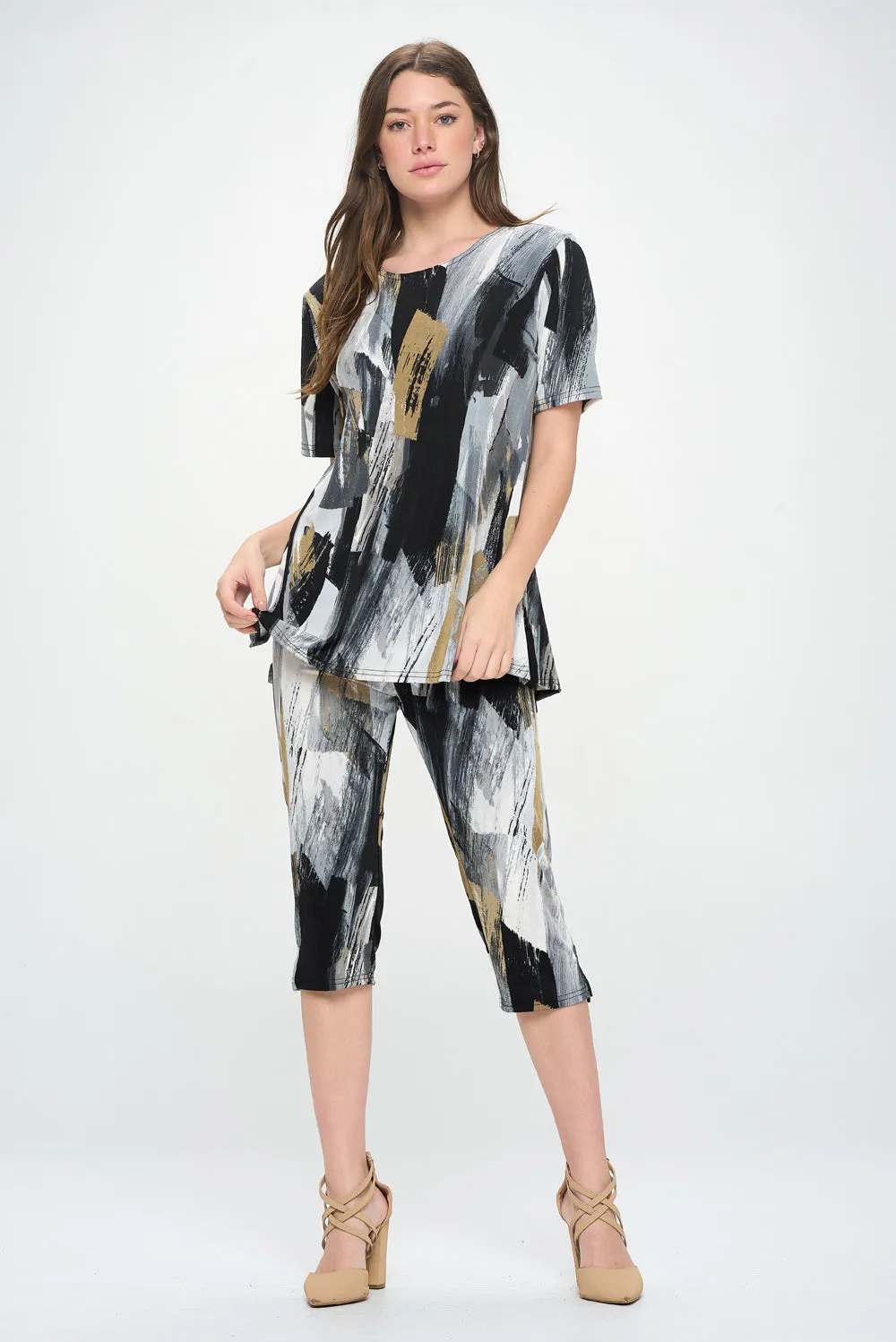 Capri Pant Set Short Sleeve - 9003BN-SRP1-W379