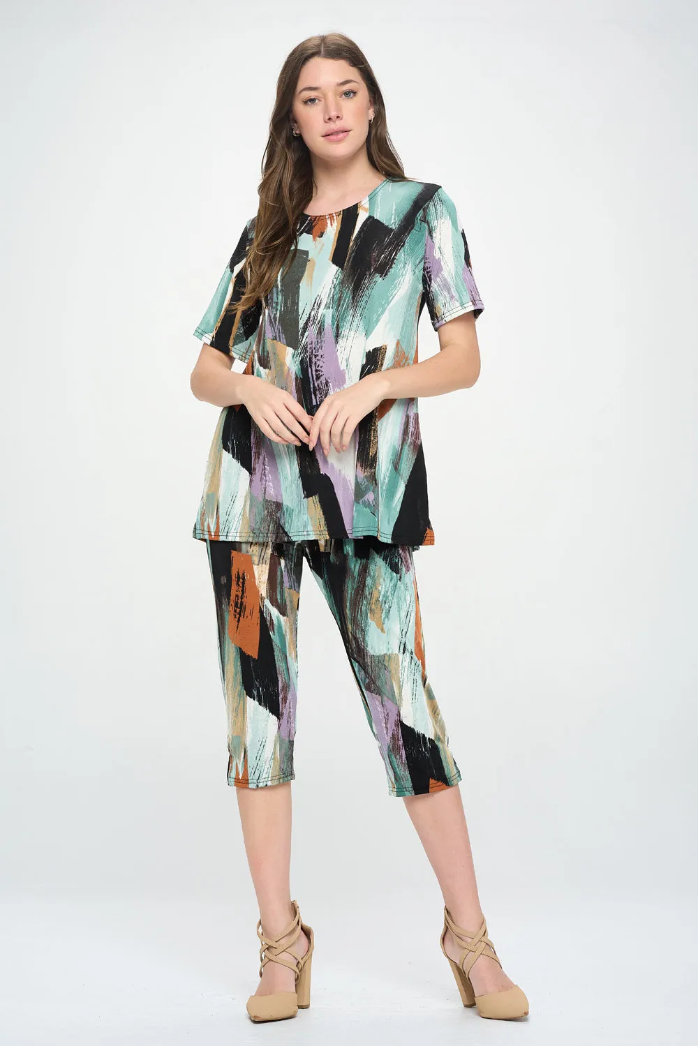 Capri Pant Set Short Sleeve - 9003BN-SRP1-W379