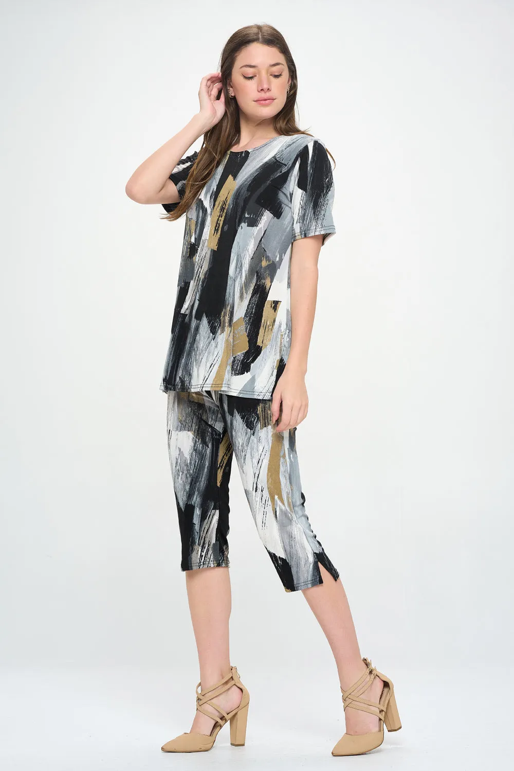Capri Pant Set Short Sleeve - 9003BN-SRP1-W379