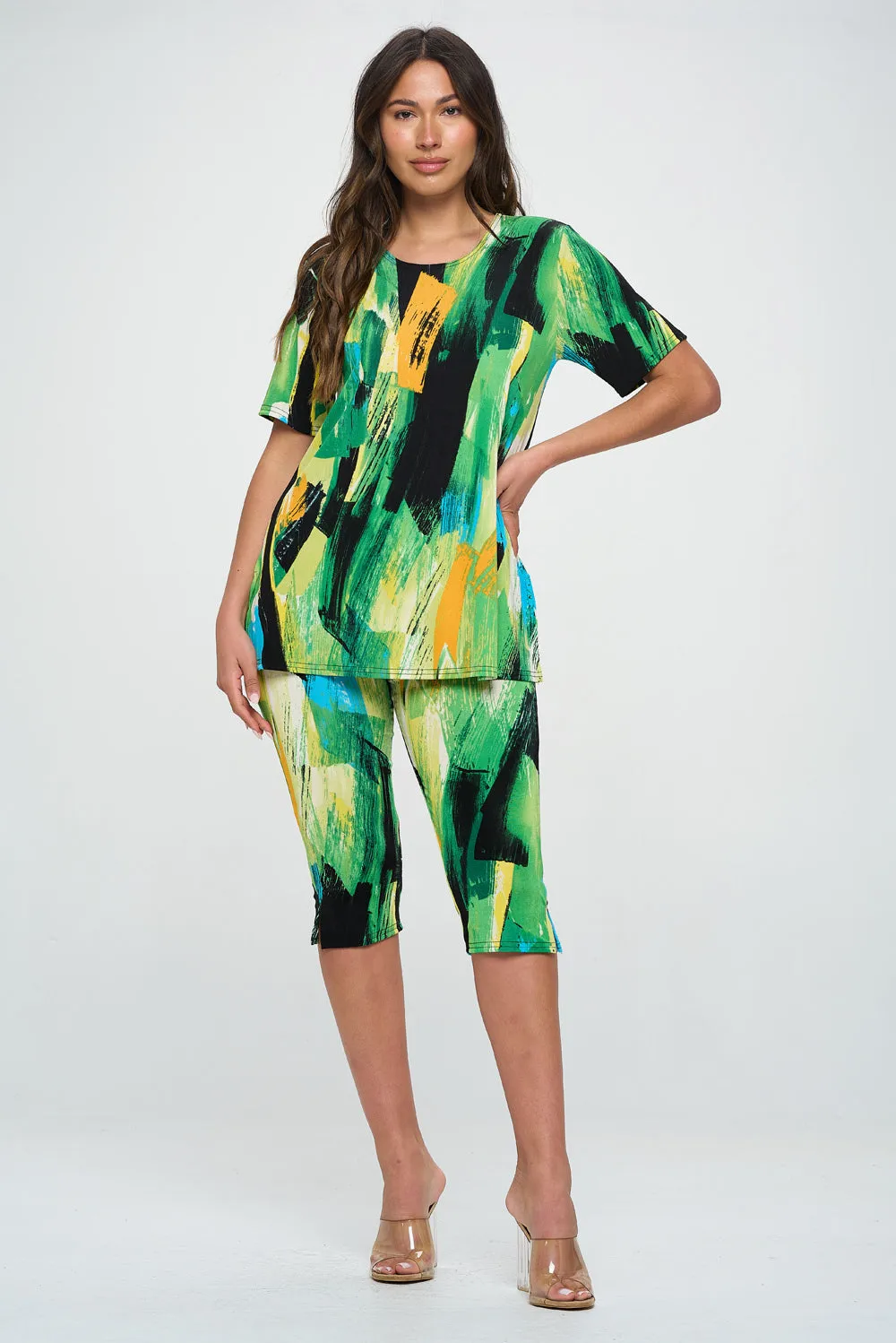 Capri Pant Set Short Sleeve - 9003BN-SRP1-W379
