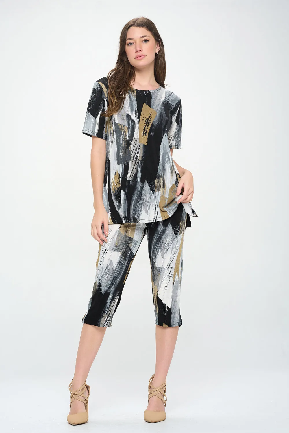 Capri Pant Set Short Sleeve - 9003BN-SRP1-W379