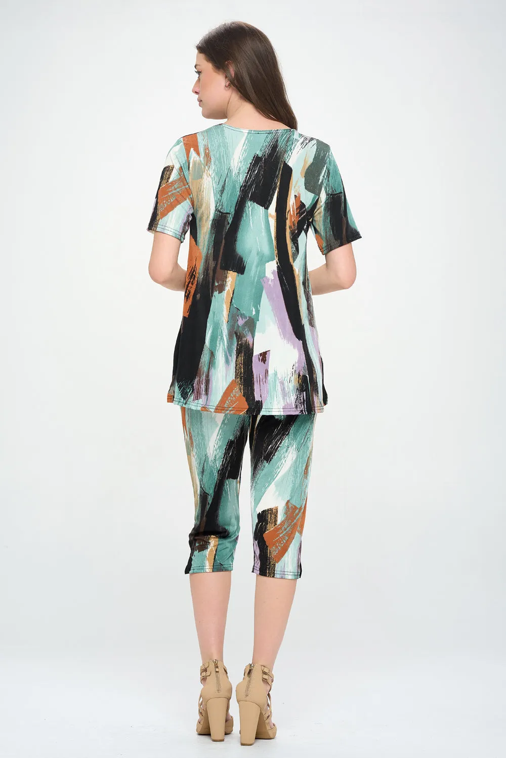 Capri Pant Set Short Sleeve - 9003BN-SRP1-W379