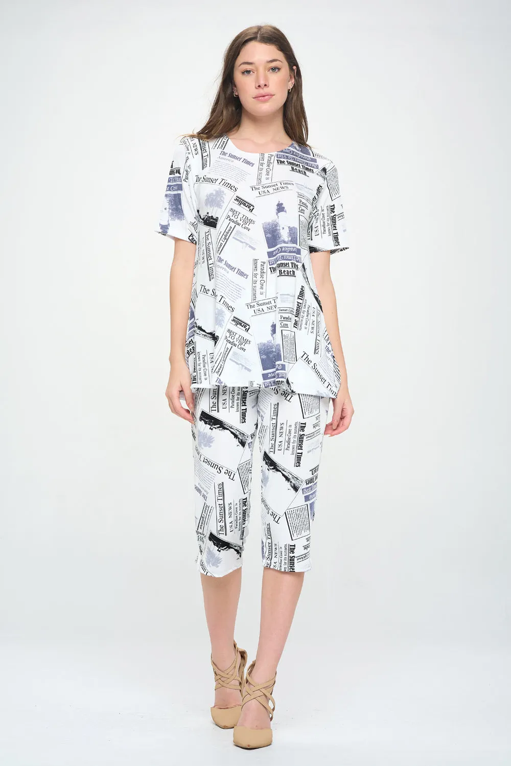 Capri Pant Set Short Sleeve - 9003BN-SRP1-W383