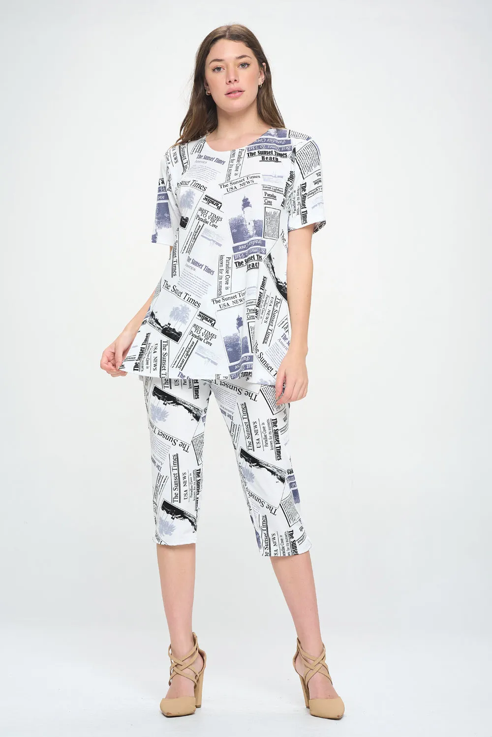 Capri Pant Set Short Sleeve - 9003BN-SRP1-W383