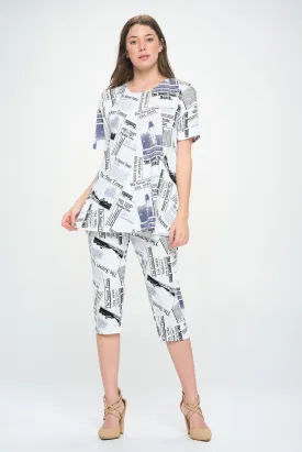 Capri Pant Set Short Sleeve - 9003BN-SRP1-W383