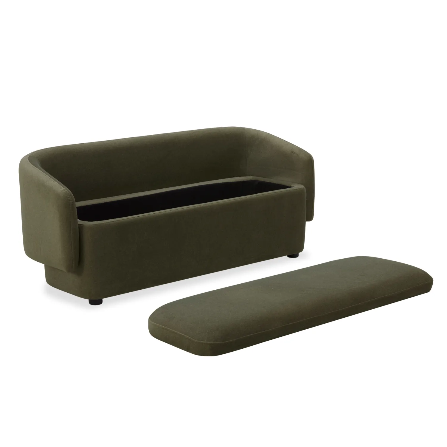 Capri Velvet Forest Storage Bench Ottoman