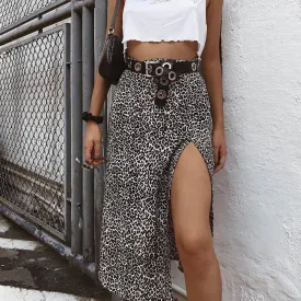 Casual Street Wear Elastic Split Midi Skirt