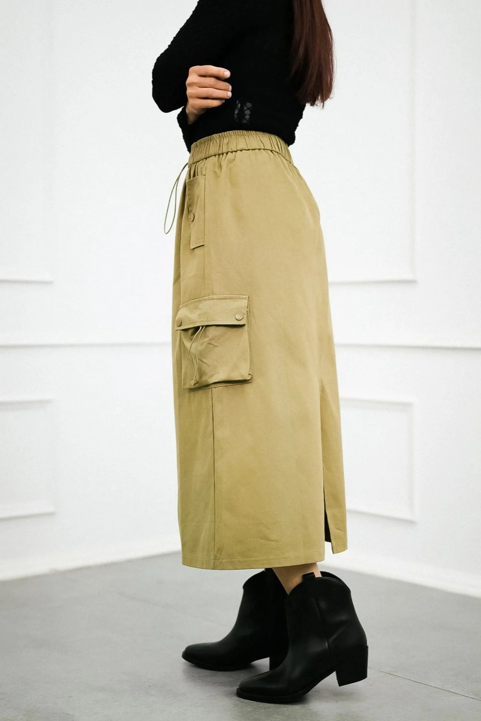 Celadon Green Streetstyle Cargo Skirt