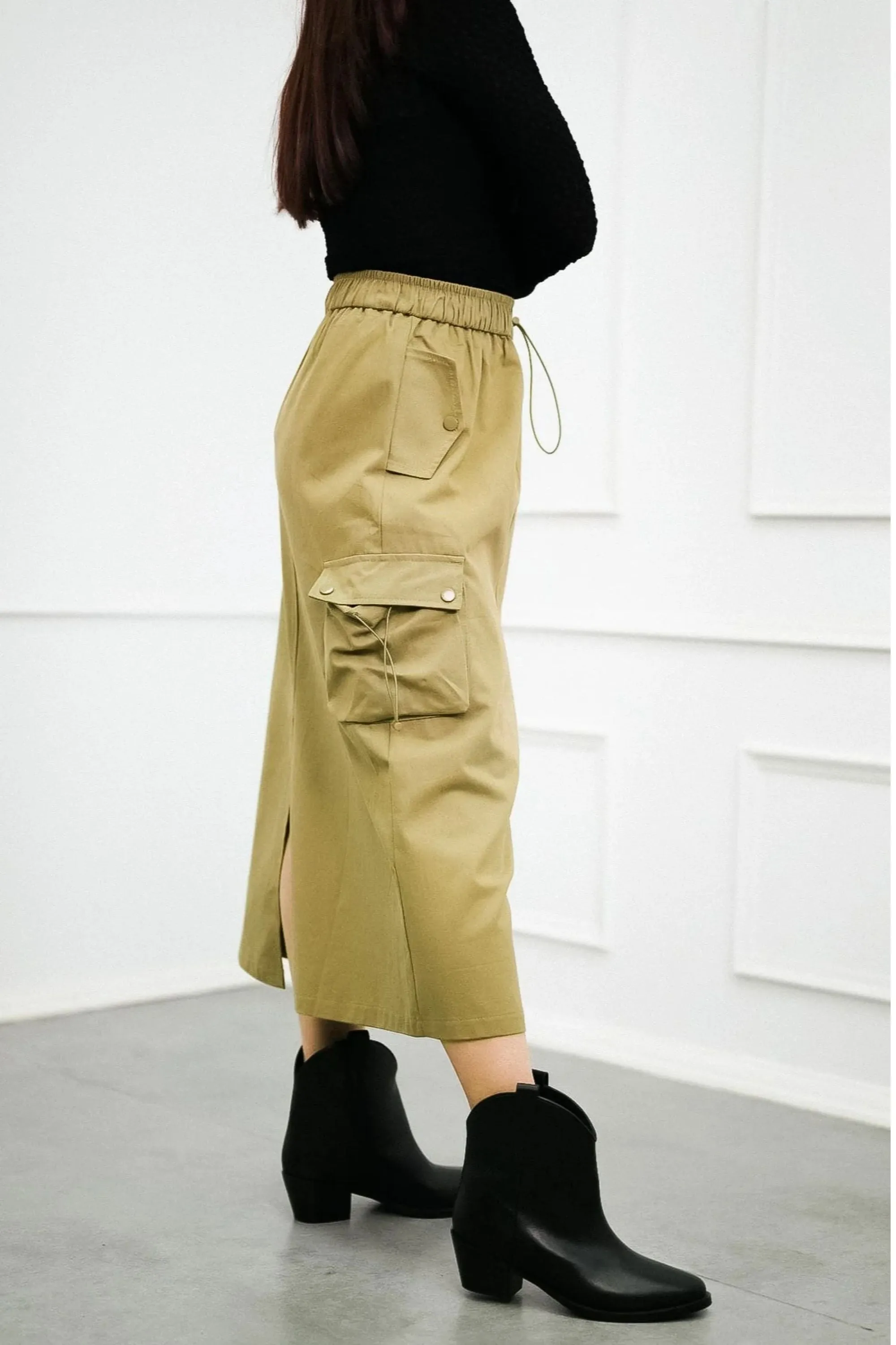 Celadon Green Streetstyle Cargo Skirt