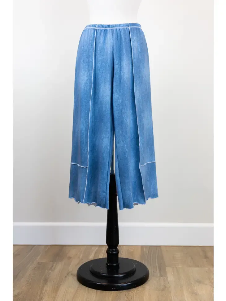 Chambray Denim French Terry Crop Pant
