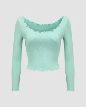 Claymire Lettuce Hem Ribbed Top