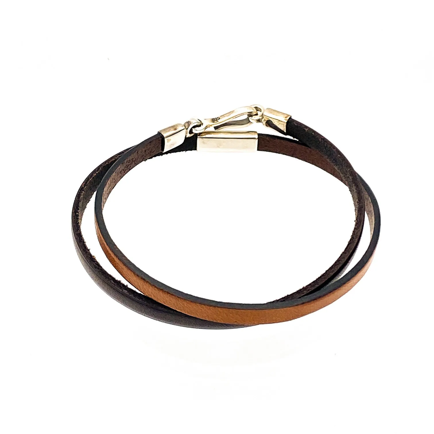 Color-Blocked Leather Double Wrap