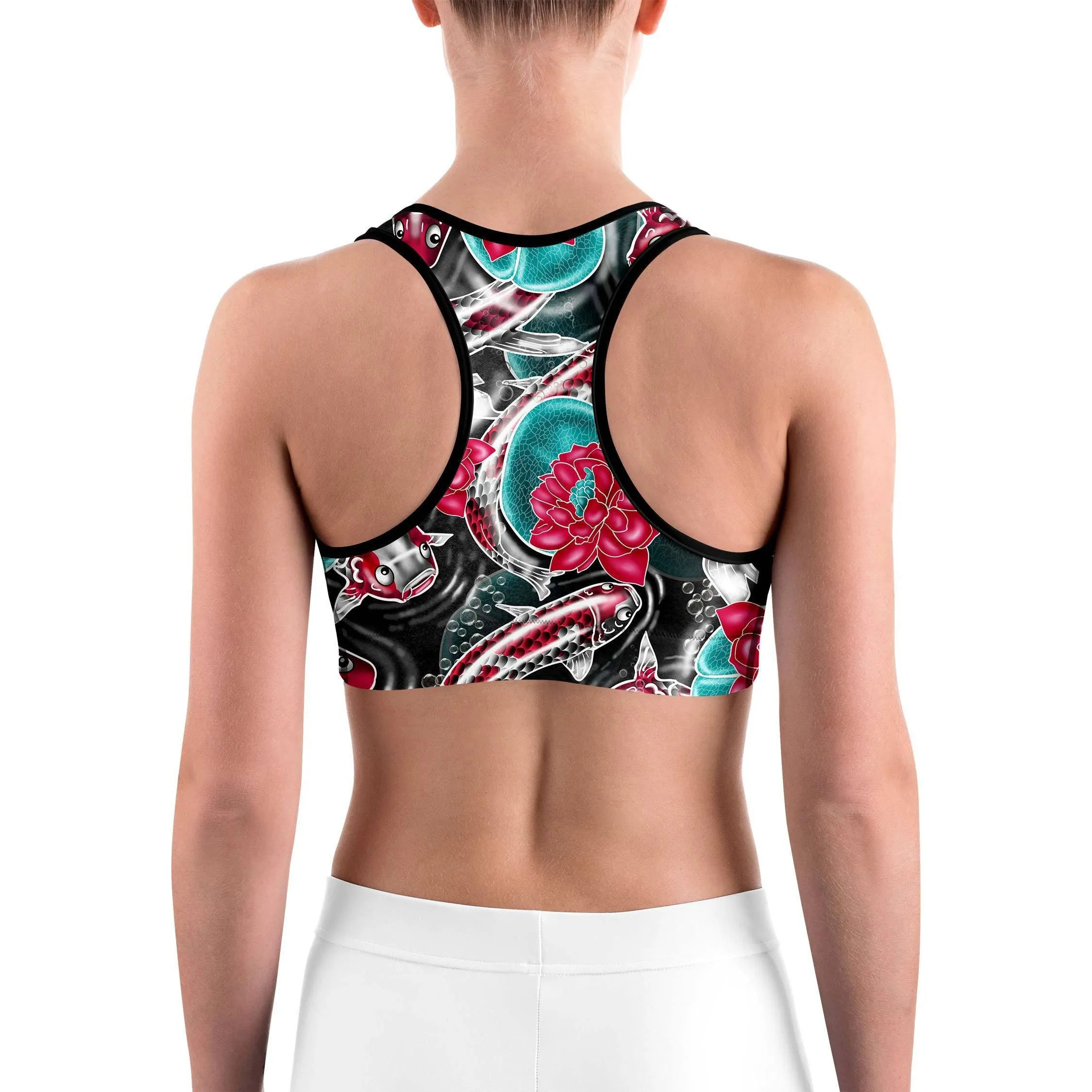 Colorful Koi Fish Sports bra
