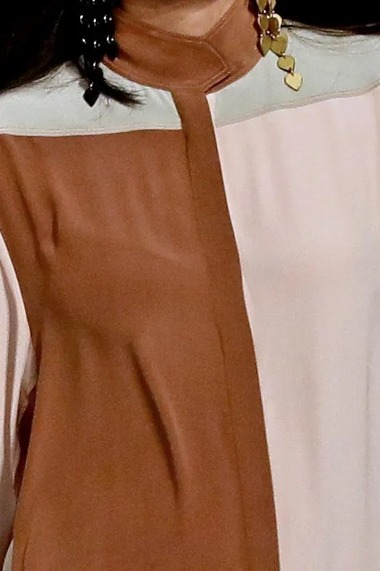 Colour-blocked Silk Shirt Dress