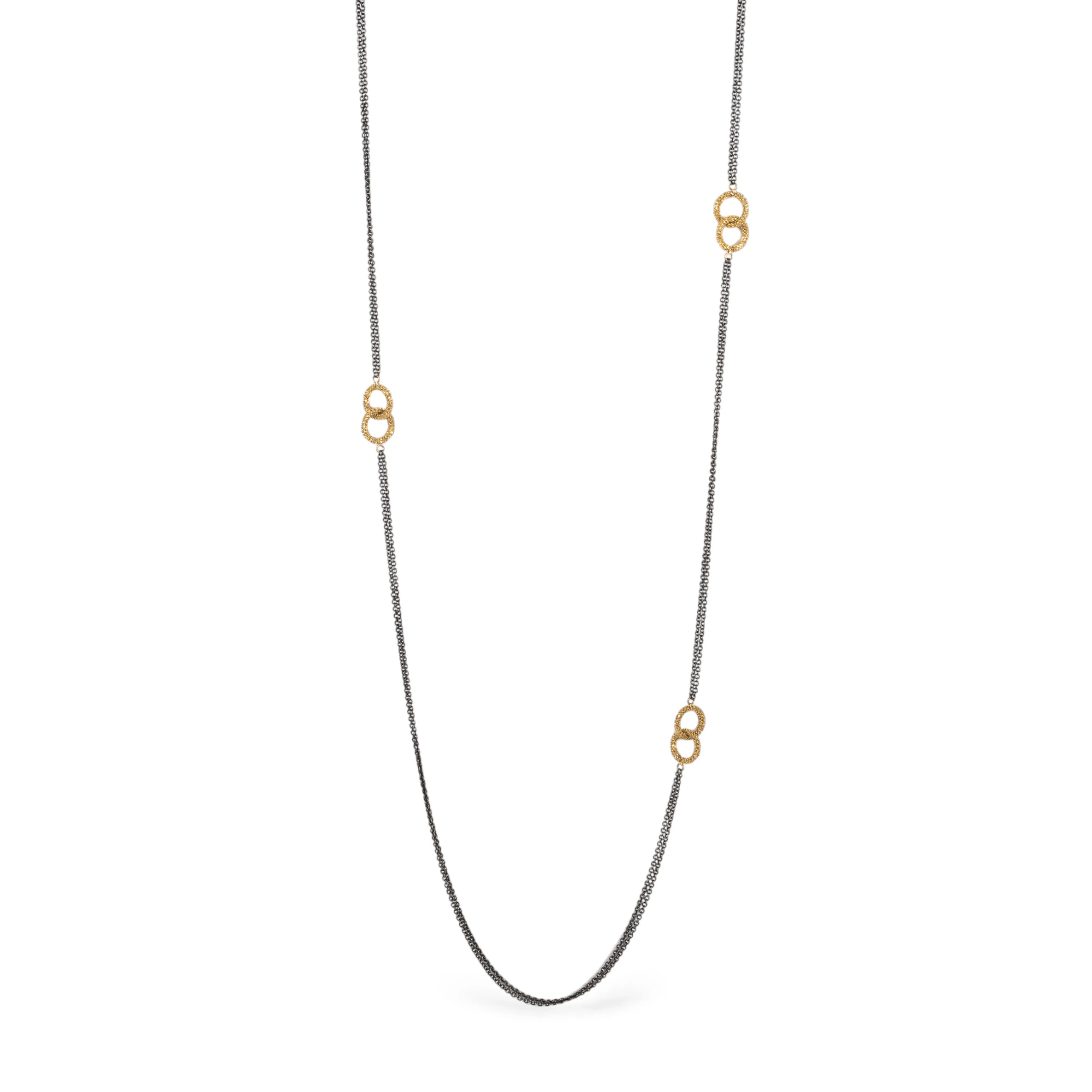 Contrast Asymmetrical Double-Hoop Necklace