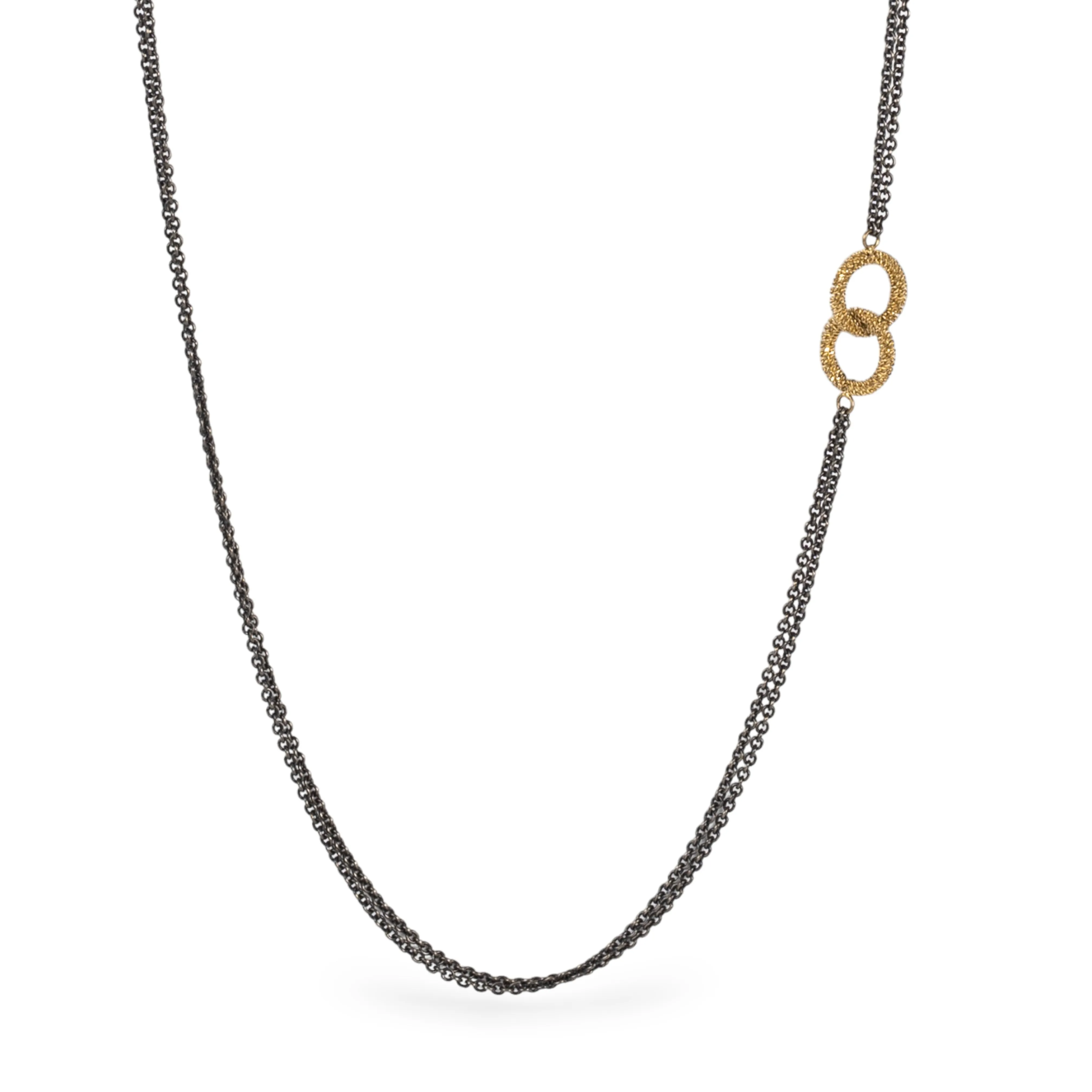 Contrast Asymmetrical Double-Hoop Necklace