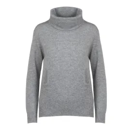 Cowl Neck with Pouch in Light Grey
