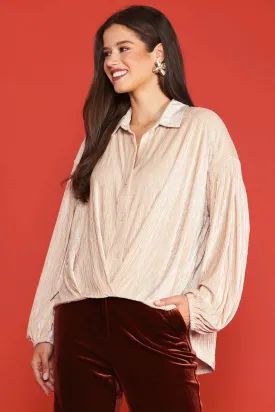 Creamy Velvet Button Down Blouse