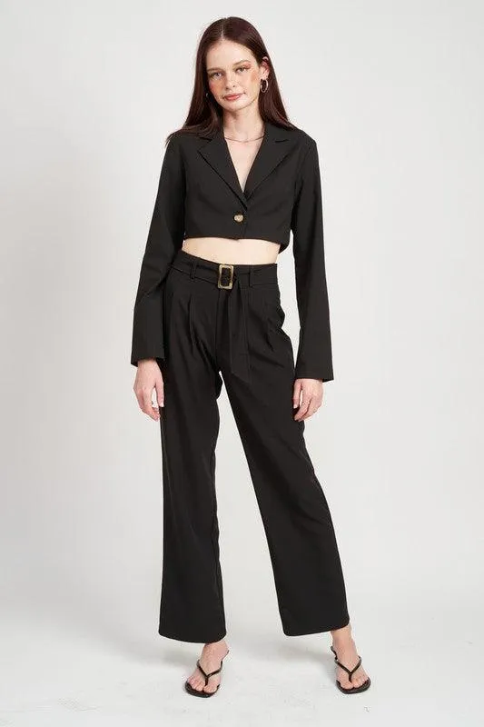 Cropped Jacket With Shirred Detail