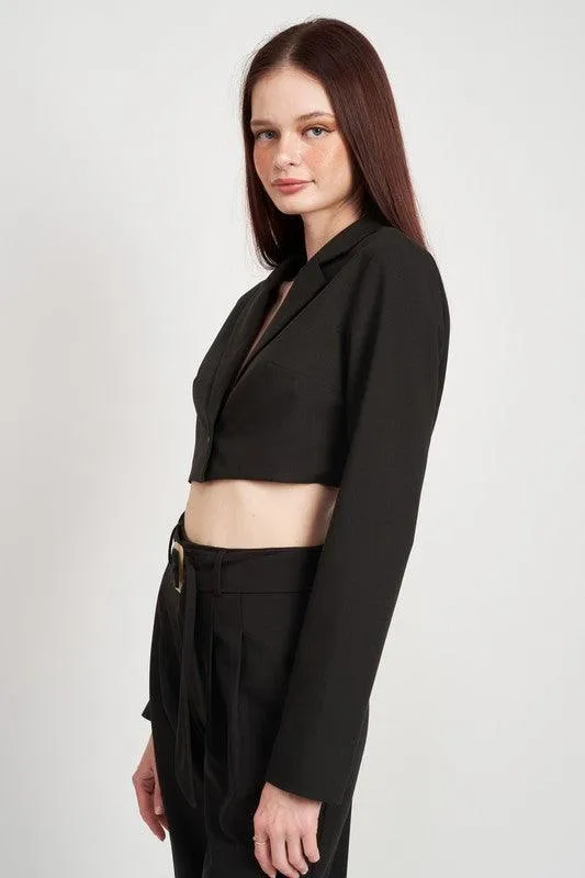 Cropped Jacket With Shirred Detail