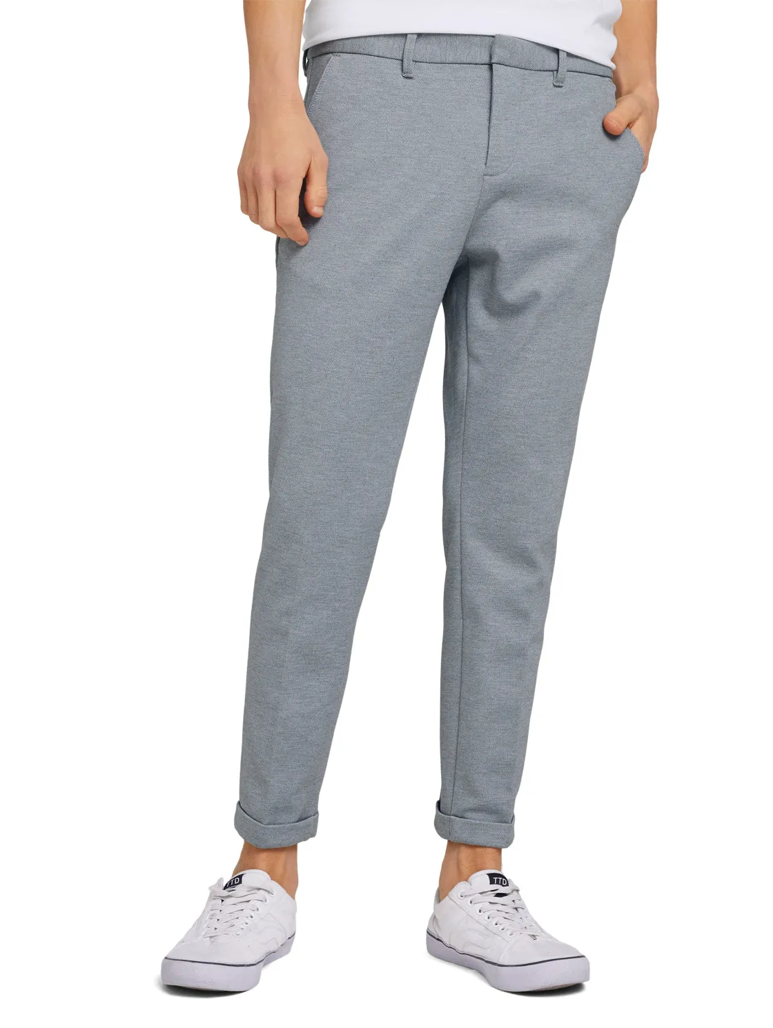 CROPPED SLIM JERSEY CHINO