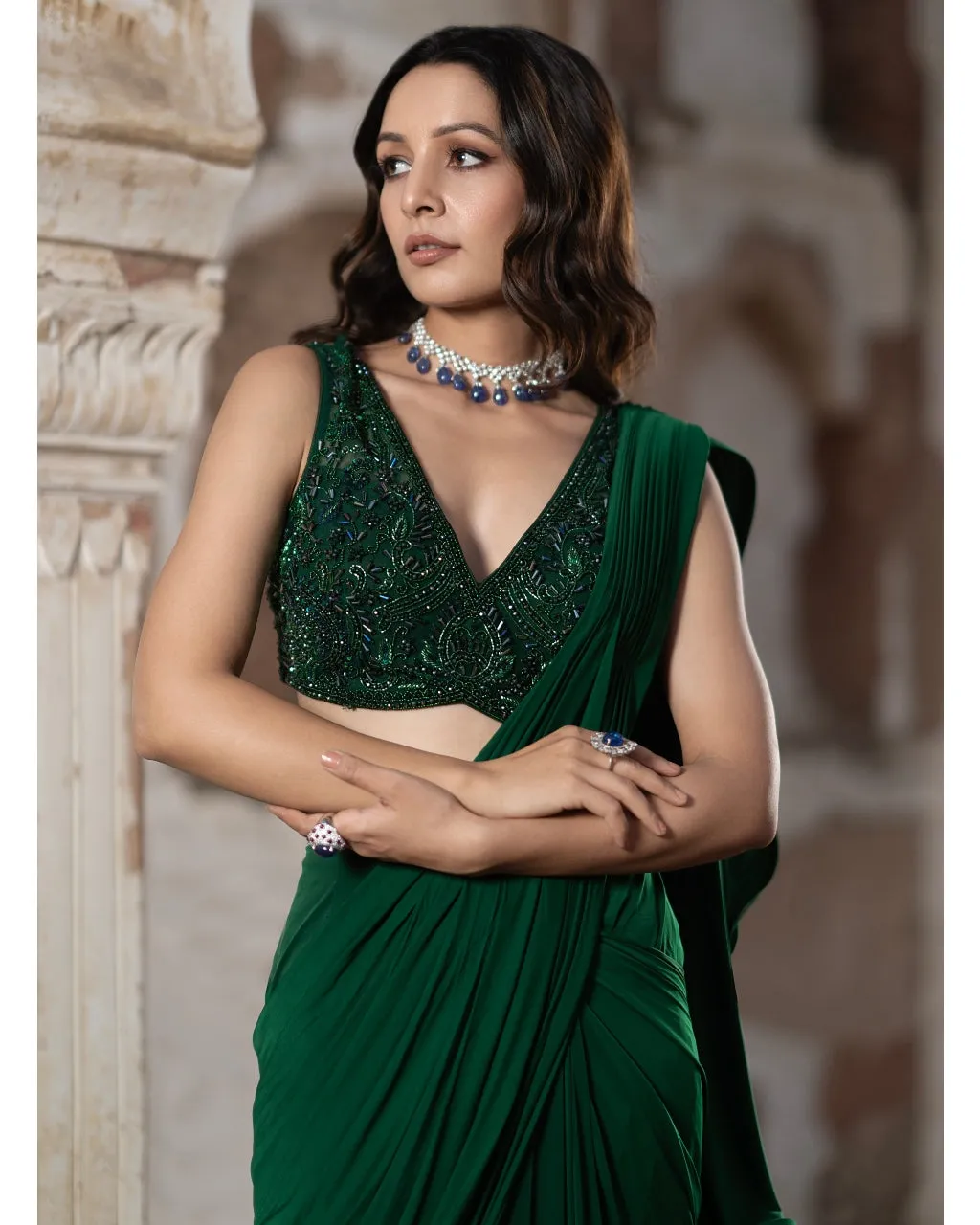 Crystal Emerald Sari Set
