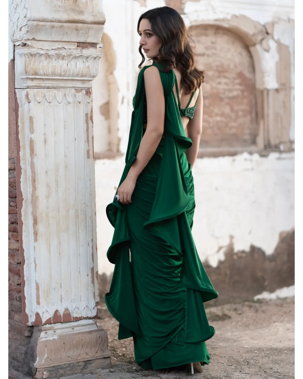Crystal Emerald Sari Set