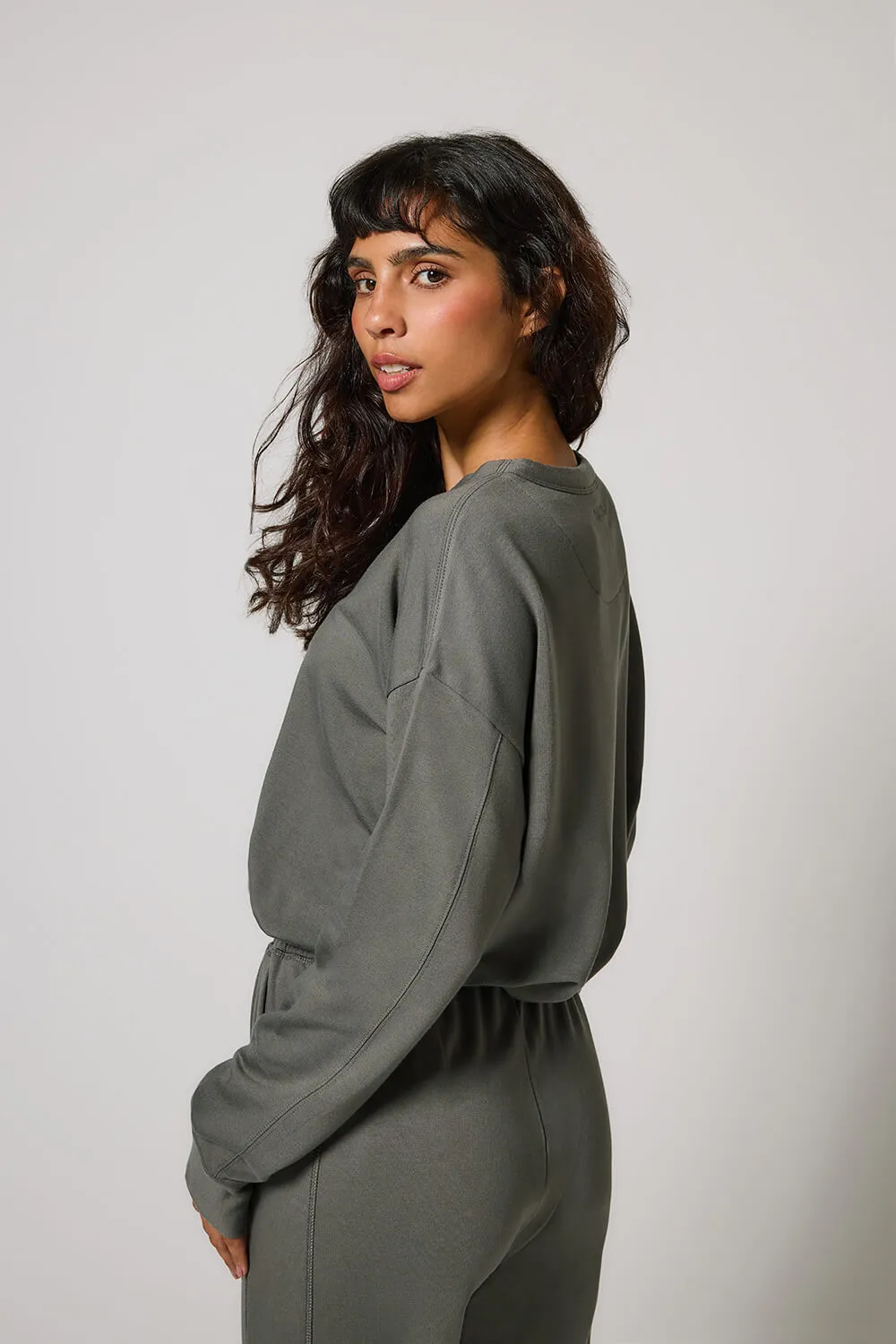 Curve Luxe Lounge Sweatshirt - Slate Green